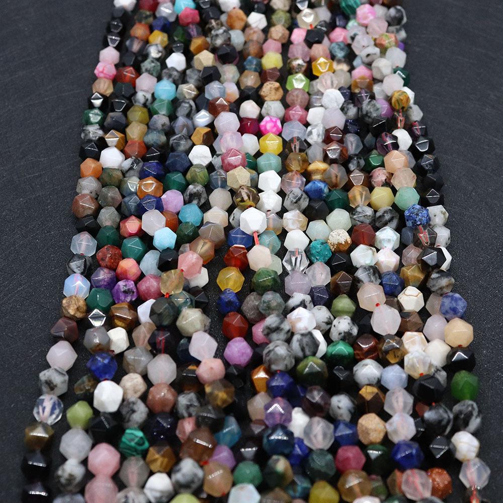 Round Natural Stone Beads With Crystal Inlay, Diameter 6 Mm, Featuring Cutting Craftsmanship For Jewelry Making