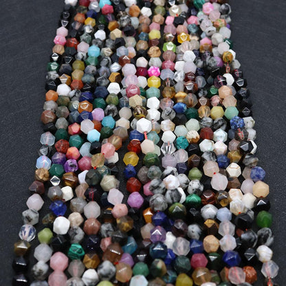 Round Natural Stone Beads With Crystal Inlay, Diameter 6 Mm, Featuring Cutting Craftsmanship For Jewelry Making