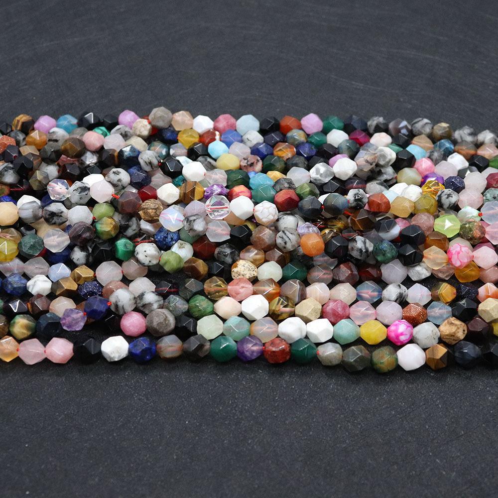 Round Natural Stone Beads With Crystal Inlay, Diameter 6 Mm, Featuring Cutting Craftsmanship For Jewelry Making