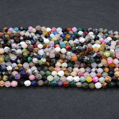 Round Natural Stone Beads With Crystal Inlay, Diameter 6 Mm, Featuring Cutting Craftsmanship For Jewelry Making