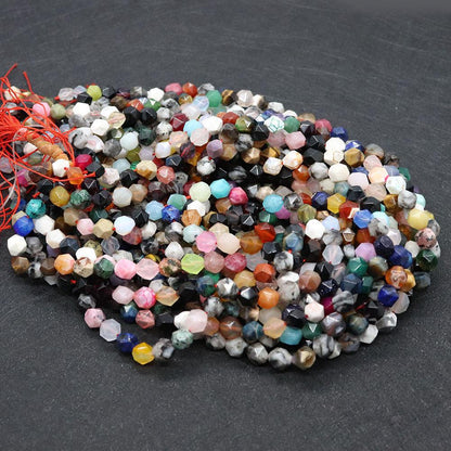 Round Natural Stone Beads With Crystal Inlay, Diameter 6 Mm, Featuring Cutting Craftsmanship For Jewelry Making