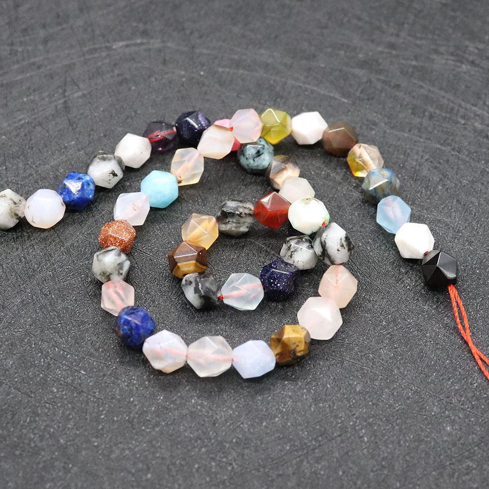 Round Natural Stone Beads With Crystal Inlay, Diameter 6 Mm, Featuring Cutting Craftsmanship For Jewelry Making