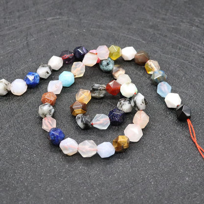 Round Natural Stone Beads With Crystal Inlay, Diameter 6 Mm, Featuring Cutting Craftsmanship For Jewelry Making
