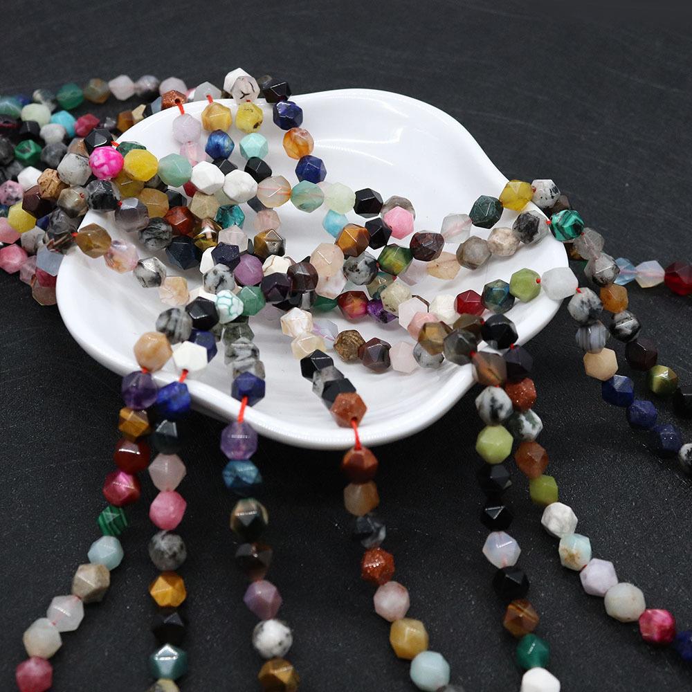 Round Natural Stone Beads With Crystal Inlay, Diameter 6 Mm, Featuring Cutting Craftsmanship For Jewelry Making
