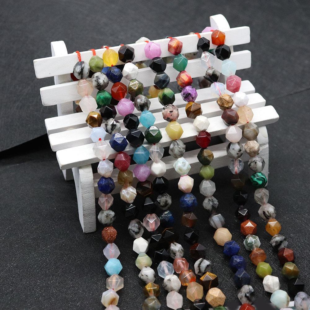Round Natural Stone Beads With Crystal Inlay, Diameter 6 Mm, Featuring Cutting Craftsmanship For Jewelry Making