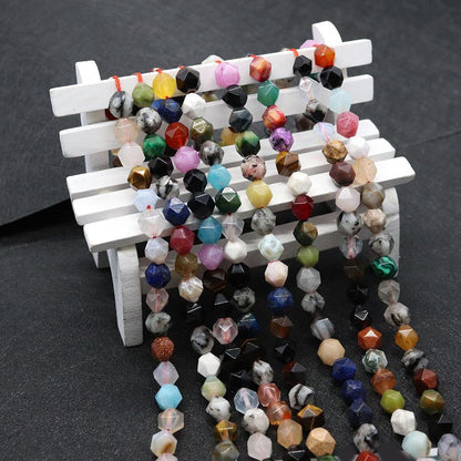 Round Natural Stone Beads With Crystal Inlay, Diameter 6 Mm, Featuring Cutting Craftsmanship For Jewelry Making