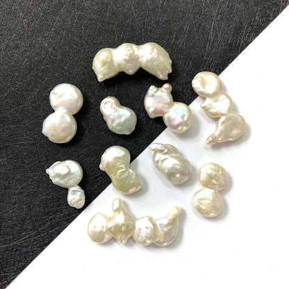 Polished Irregular Freshwater Pearl Beads In Natural Baroque Style, Undrilled For Jewelry Making