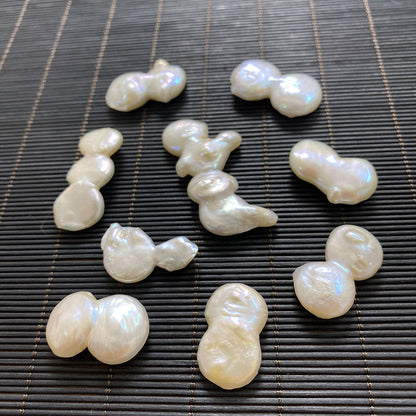 Polished Irregular Freshwater Pearl Beads In Natural Baroque Style, Undrilled For Jewelry Making