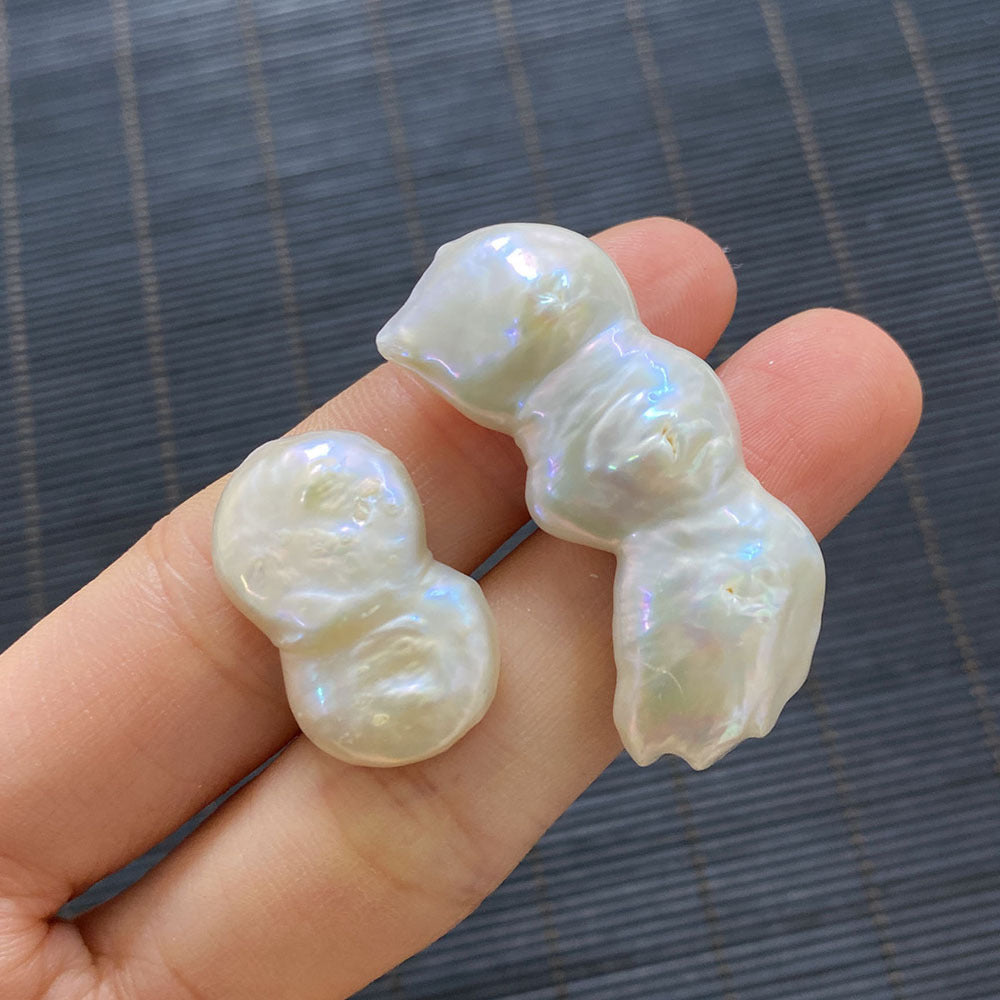 Polished Irregular Freshwater Pearl Beads In Natural Baroque Style, Undrilled For Jewelry Making