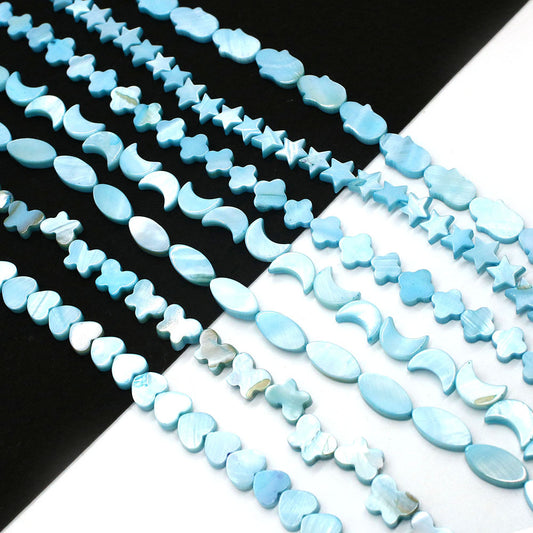 Star Shell Beads For Jewelry Making, Diameter 8mm, Carved And Dyed Blue Beads For Crafting