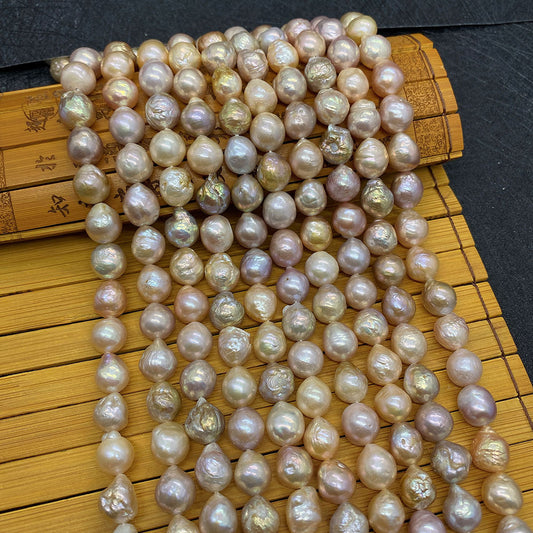 Irregular Freshwater Pearl Beads In Baroque Style, Diameter 9mm, Center-Drilled For Jewelry Making