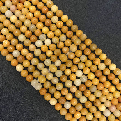 Round Natural Stone Beads With Jade Inlay, Diameter 6 Mm, Polished And Center-Drilled For Jewelry Making