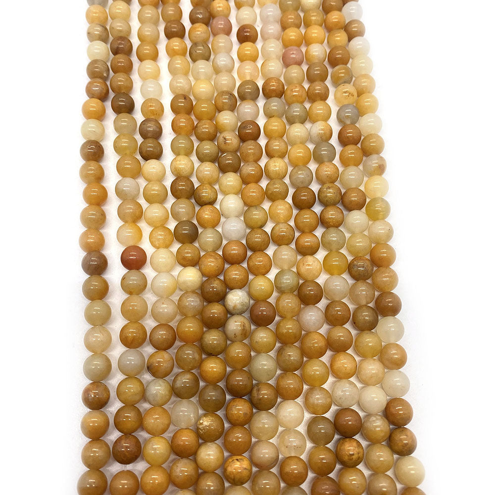 Round Natural Stone Beads With Jade Inlay, Diameter 6 Mm, Polished And Center-Drilled For Jewelry Making