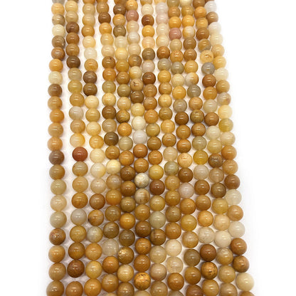 Round Natural Stone Beads With Jade Inlay, Diameter 6 Mm, Polished And Center-Drilled For Jewelry Making
