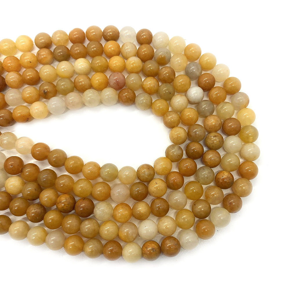 Round Natural Stone Beads With Jade Inlay, Diameter 6 Mm, Polished And Center-Drilled For Jewelry Making
