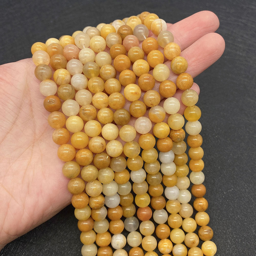 Round Natural Stone Beads With Jade Inlay, Diameter 6 Mm, Polished And Center-Drilled For Jewelry Making