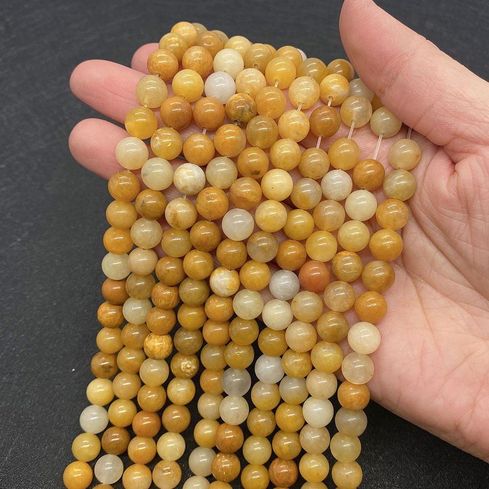 Round Natural Stone Beads With Jade Inlay, Diameter 6 Mm, Polished And Center-Drilled For Jewelry Making