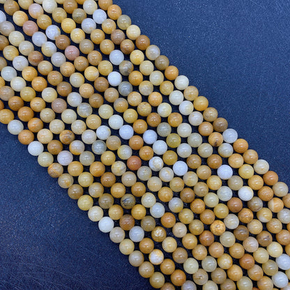 Round Natural Stone Beads With Jade Inlay, Diameter 6 Mm, Polished And Center-Drilled For Jewelry Making