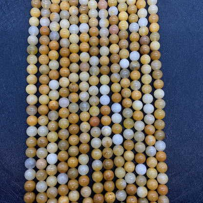 Round Natural Stone Beads With Jade Inlay, Diameter 6 Mm, Polished And Center-Drilled For Jewelry Making