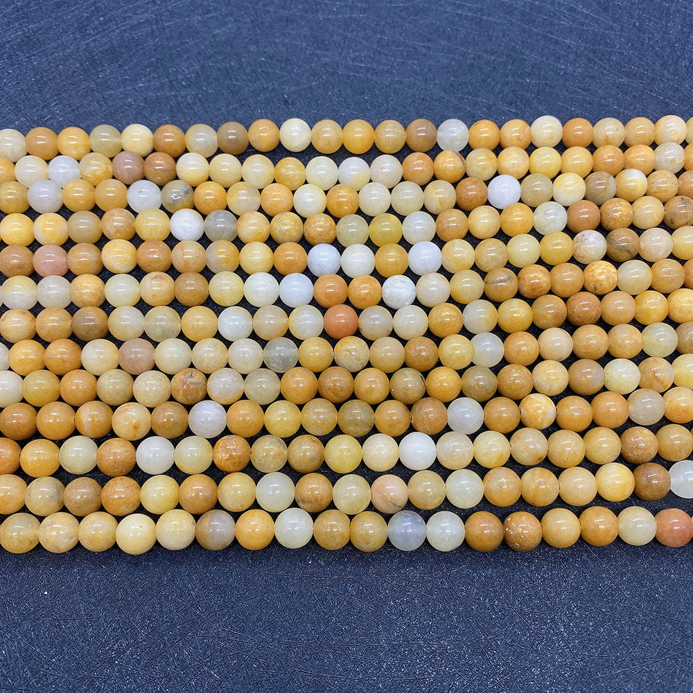 Round Natural Stone Beads With Jade Inlay, Diameter 6 Mm, Polished And Center-Drilled For Jewelry Making