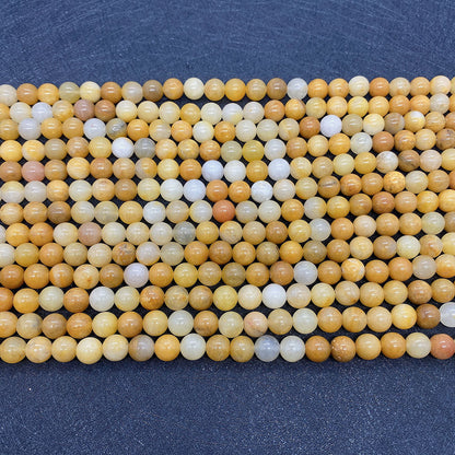Round Natural Stone Beads With Jade Inlay, Diameter 6 Mm, Polished And Center-Drilled For Jewelry Making