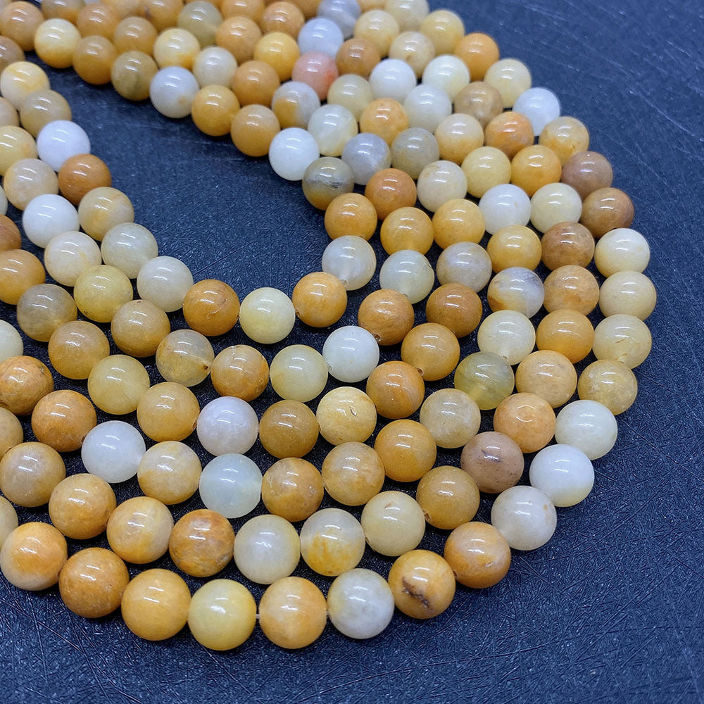 Round Natural Stone Beads With Jade Inlay, Diameter 6 Mm, Polished And Center-Drilled For Jewelry Making