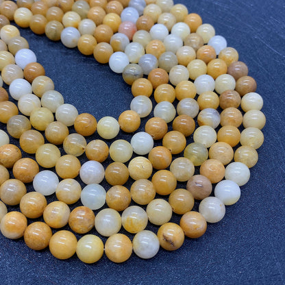 Round Natural Stone Beads With Jade Inlay, Diameter 6 Mm, Polished And Center-Drilled For Jewelry Making