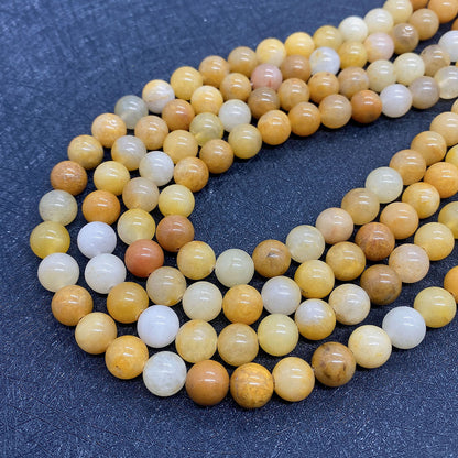 Round Natural Stone Beads With Jade Inlay, Diameter 6 Mm, Polished And Center-Drilled For Jewelry Making