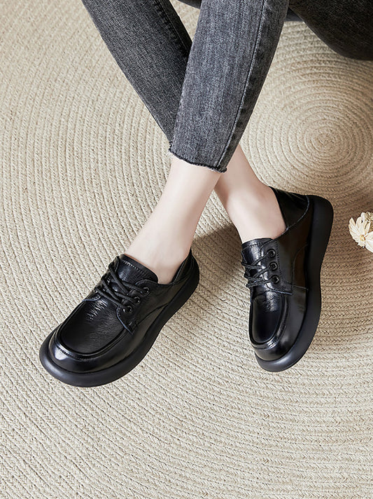 Women Casual Genuine Leather Low Heel Loafer Shoes