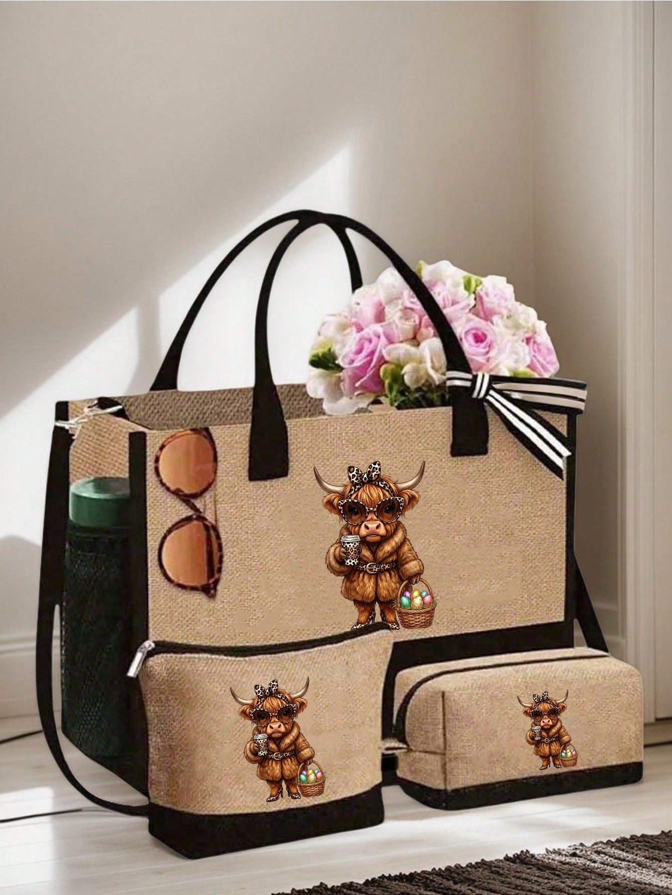 Unisex Polyester Shoulder Bag With Double Handle Featuring Printing, Portable Design For All Seasons
