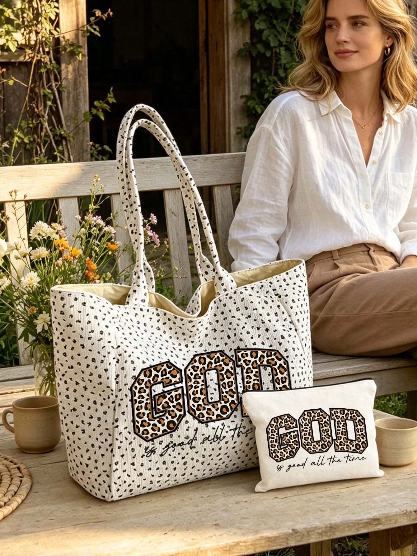 Unisex Square Polyester Shoulder Bag With Double Handle, Featuring Letter Pattern, Suitable For All Seasons