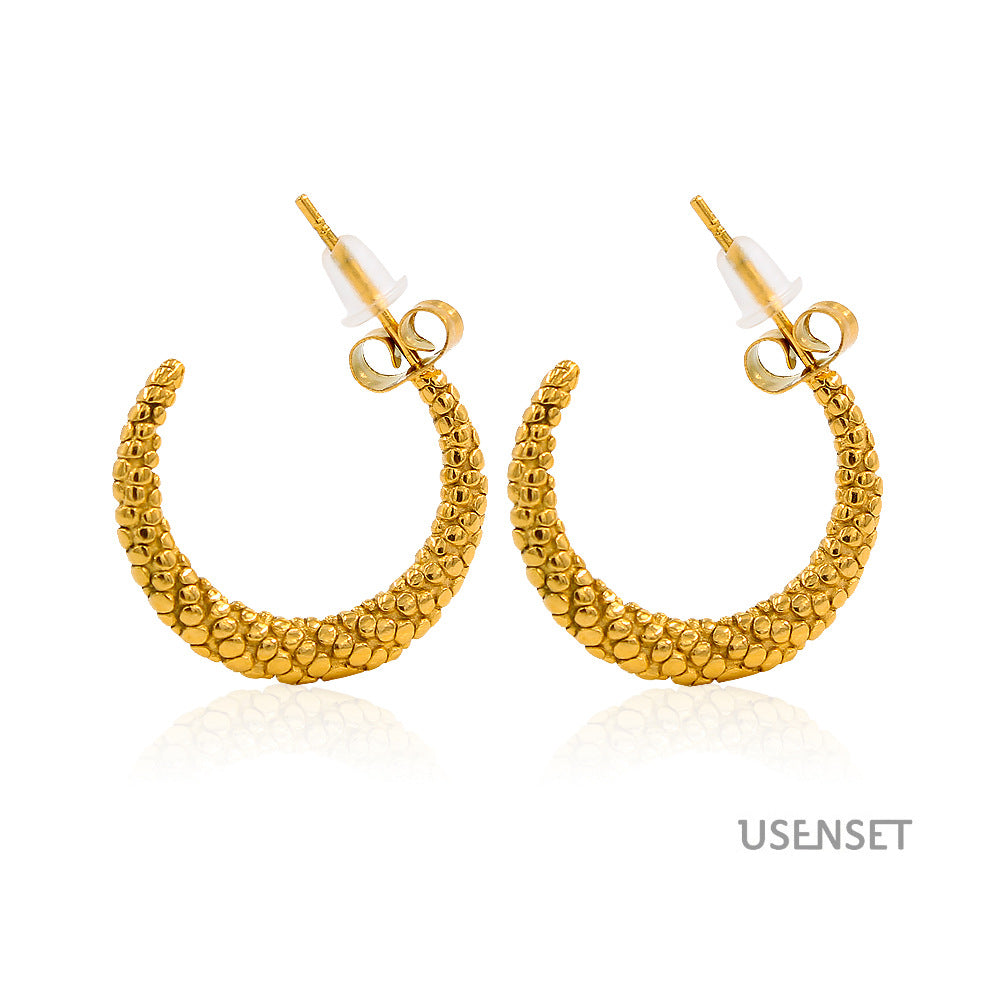 Women’s Gold Horns Stud Earrings With Electroplated Coating And Durable 304 Stainless Steel Posts