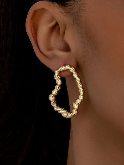 Unisex Bohemian Geometric Asymmetrical Stud Earrings Crafted From Zinc Alloy With Golden Plated Coating And Iron Posts