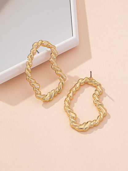 Unisex Bohemian Geometric Asymmetrical Stud Earrings Crafted From Zinc Alloy With Golden Plated Coating And Iron Posts