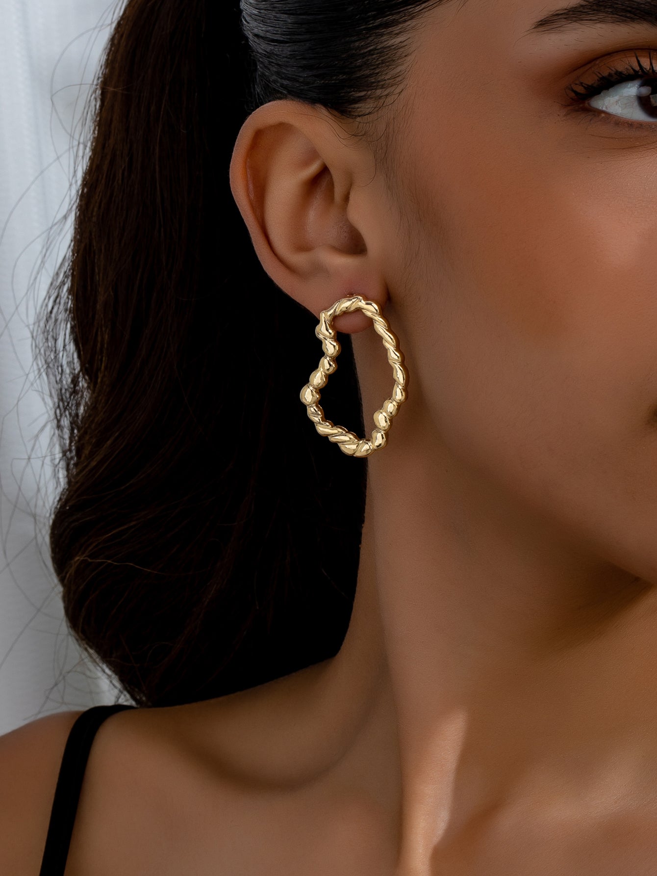Unisex Bohemian Geometric Asymmetrical Stud Earrings Crafted From Zinc Alloy With Golden Plated Coating And Iron Posts