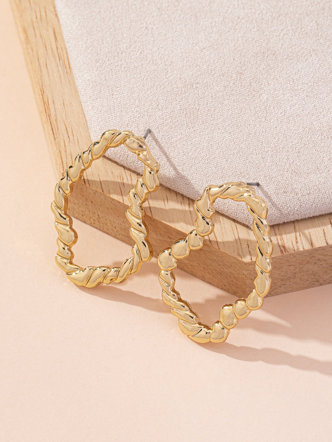 Unisex Bohemian Geometric Asymmetrical Stud Earrings Crafted From Zinc Alloy With Golden Plated Coating And Iron Posts