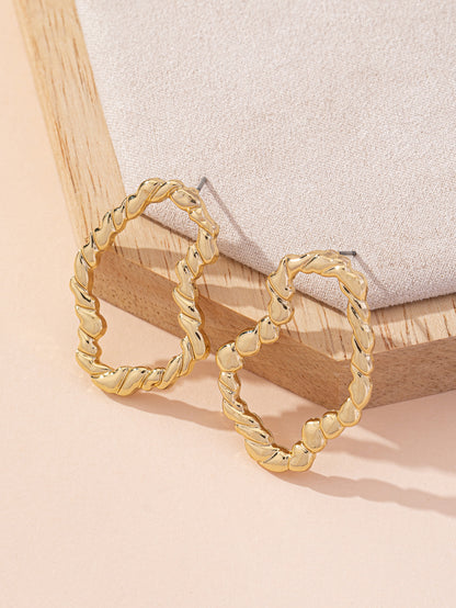 Unisex Bohemian Geometric Asymmetrical Stud Earrings Crafted From Zinc Alloy With Golden Plated Coating And Iron Posts