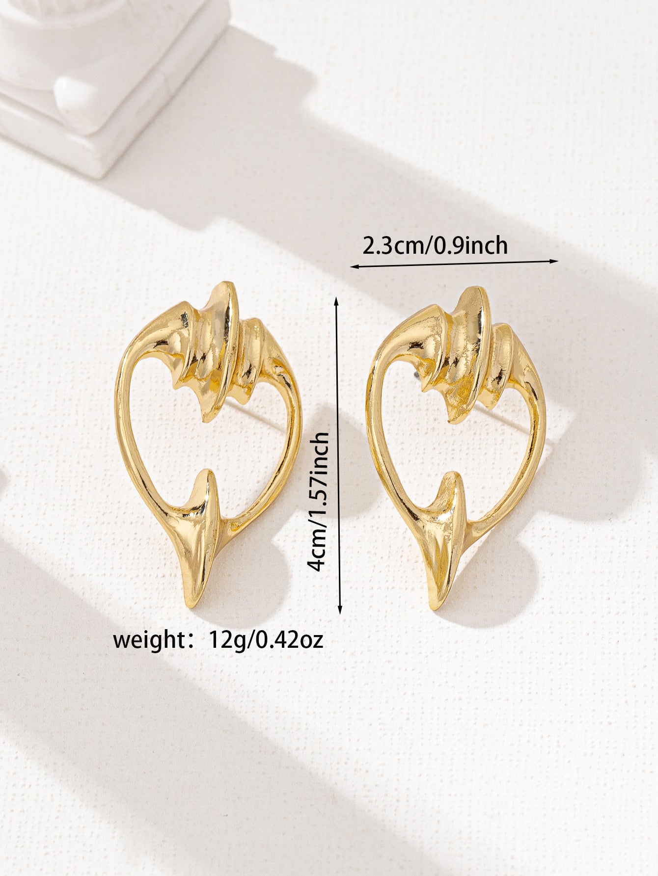 Three-dimensional Geometric Stud Earrings In Zinc Alloy Featuring Golden Plated Finish And Iron Posts For Unisex Bohemian Style