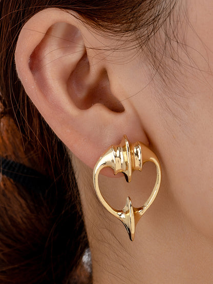 Three-dimensional Geometric Stud Earrings In Zinc Alloy Featuring Golden Plated Finish And Iron Posts For Unisex Bohemian Style
