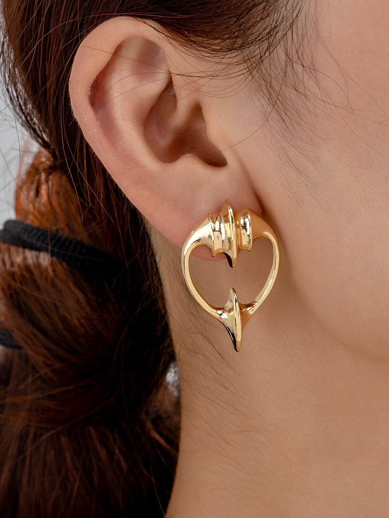 Three-dimensional Geometric Stud Earrings In Zinc Alloy Featuring Golden Plated Finish And Iron Posts For Unisex Bohemian Style