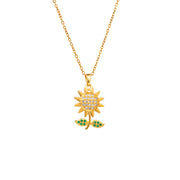 M-168 (gold) Full Diamond Sunflower Necklace