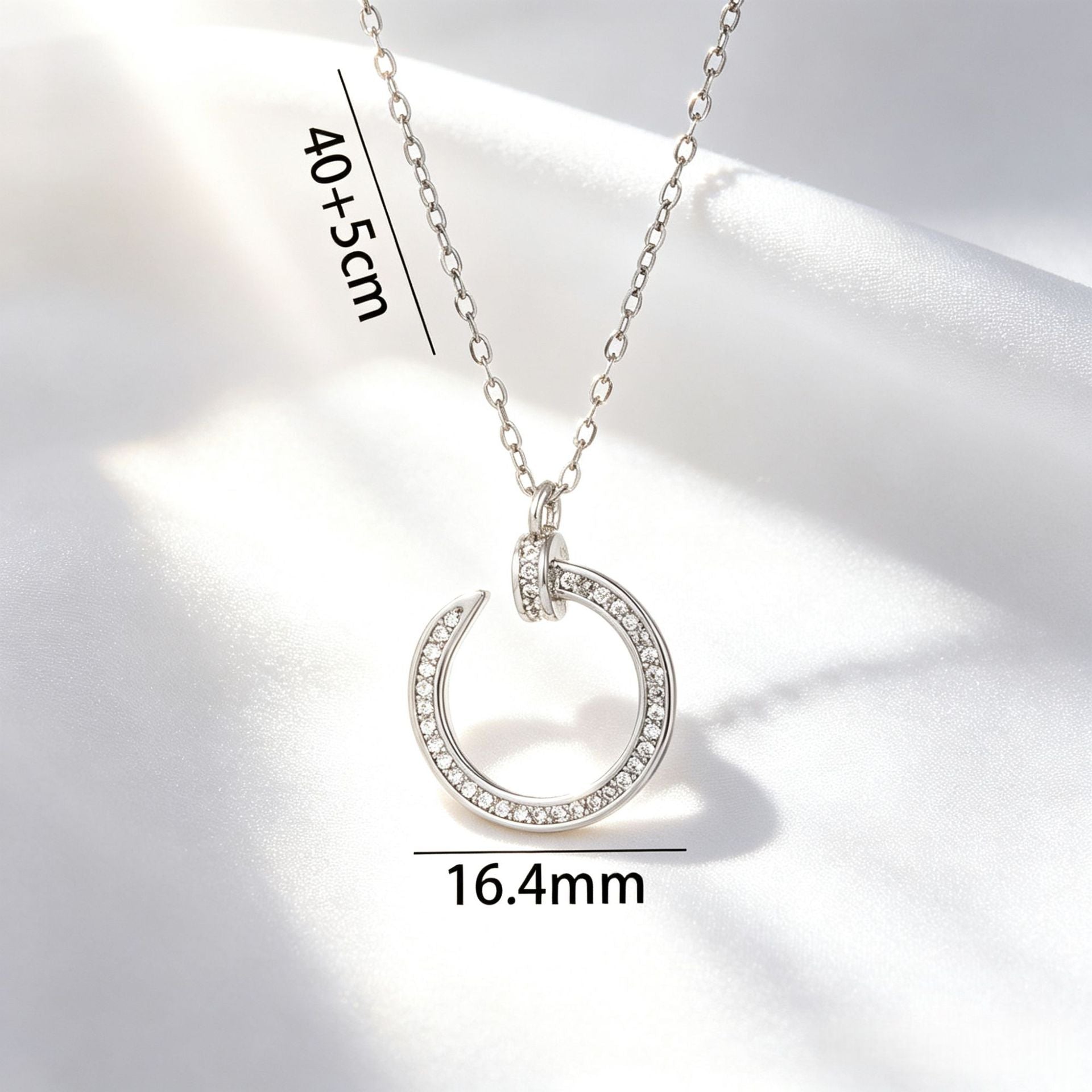 Luxurious Gold C Shape Choker Necklace In 304 Stainless Steel With Zircon Inlay And Copper Pendant, Perfect For Couples