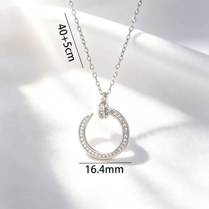 Luxurious Gold C Shape Choker Necklace In 304 Stainless Steel With Zircon Inlay And Copper Pendant, Perfect For Couples
