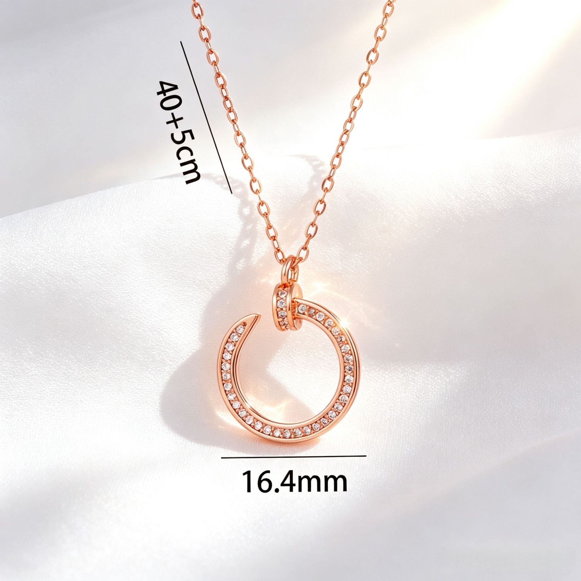Luxurious Gold C Shape Choker Necklace In 304 Stainless Steel With Zircon Inlay And Copper Pendant, Perfect For Couples