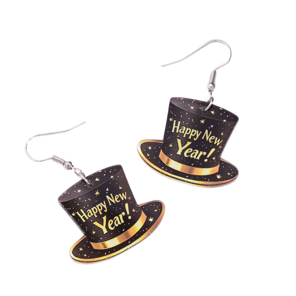 Slogan Dyed Black Acrylic Drop Earrings For Women, Perfect New Year Gift