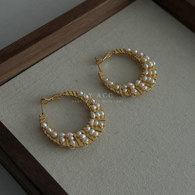 For Sector Multicolor Hoop Earrings In Copper With Turquoise Inlay, Real Gold Plated Featuring Bohemian Style