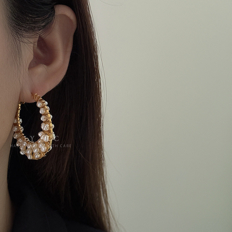 For Sector Multicolor Hoop Earrings In Copper With Turquoise Inlay, Real Gold Plated Featuring Bohemian Style