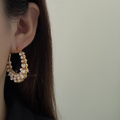 For Sector Multicolor Hoop Earrings In Copper With Turquoise Inlay, Real Gold Plated Featuring Bohemian Style