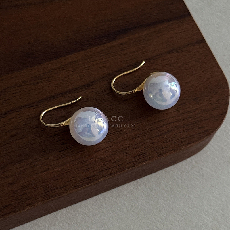 Geometric Stud Earrings For Women Featuring Gold Imitation Pearl And Turquoise Inlay With 925 Sterling Silver Posts