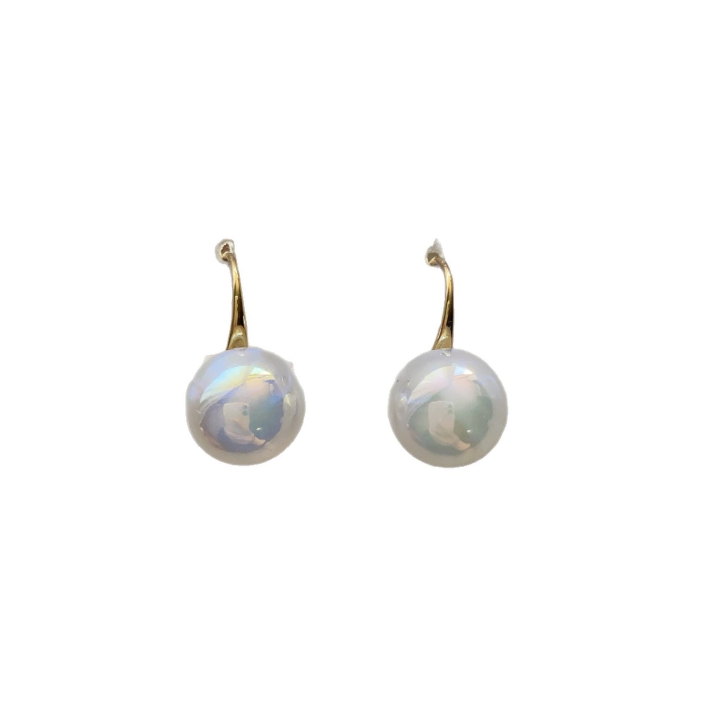 Geometric Stud Earrings For Women Featuring Gold Imitation Pearl And Turquoise Inlay With 925 Sterling Silver Posts